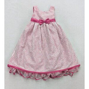 George Girls Formal Dress Pink White Lace A-line Size 6 Party Easter Sleeveless